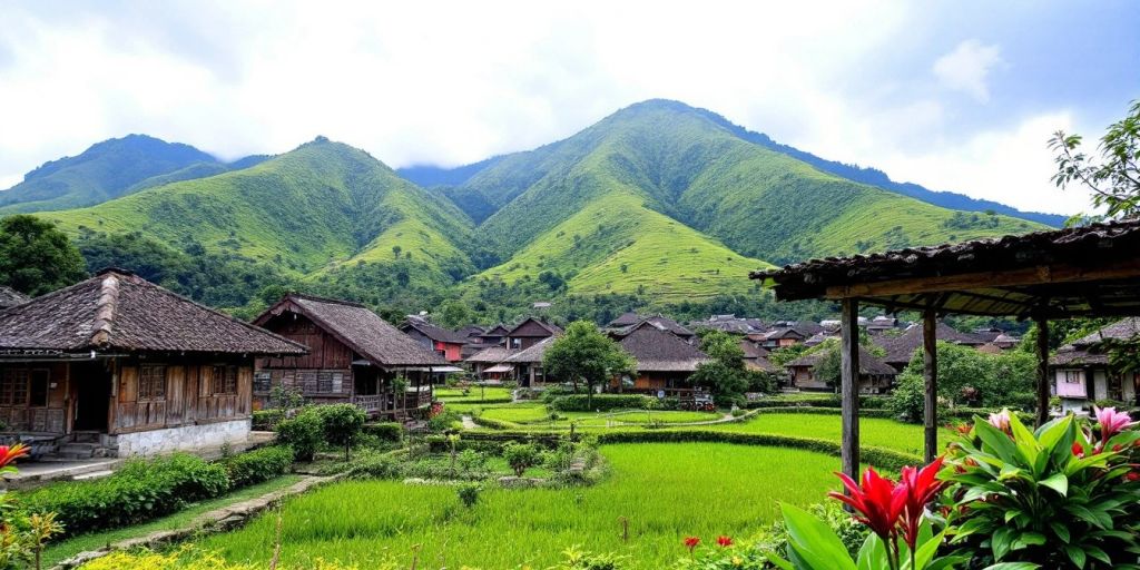 Pemandangan desa Paya Lampung yang indah dan alami.